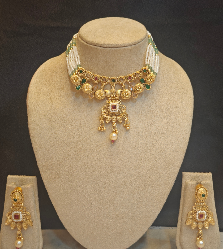 GREEN DRISHNI JEWELLERY SET