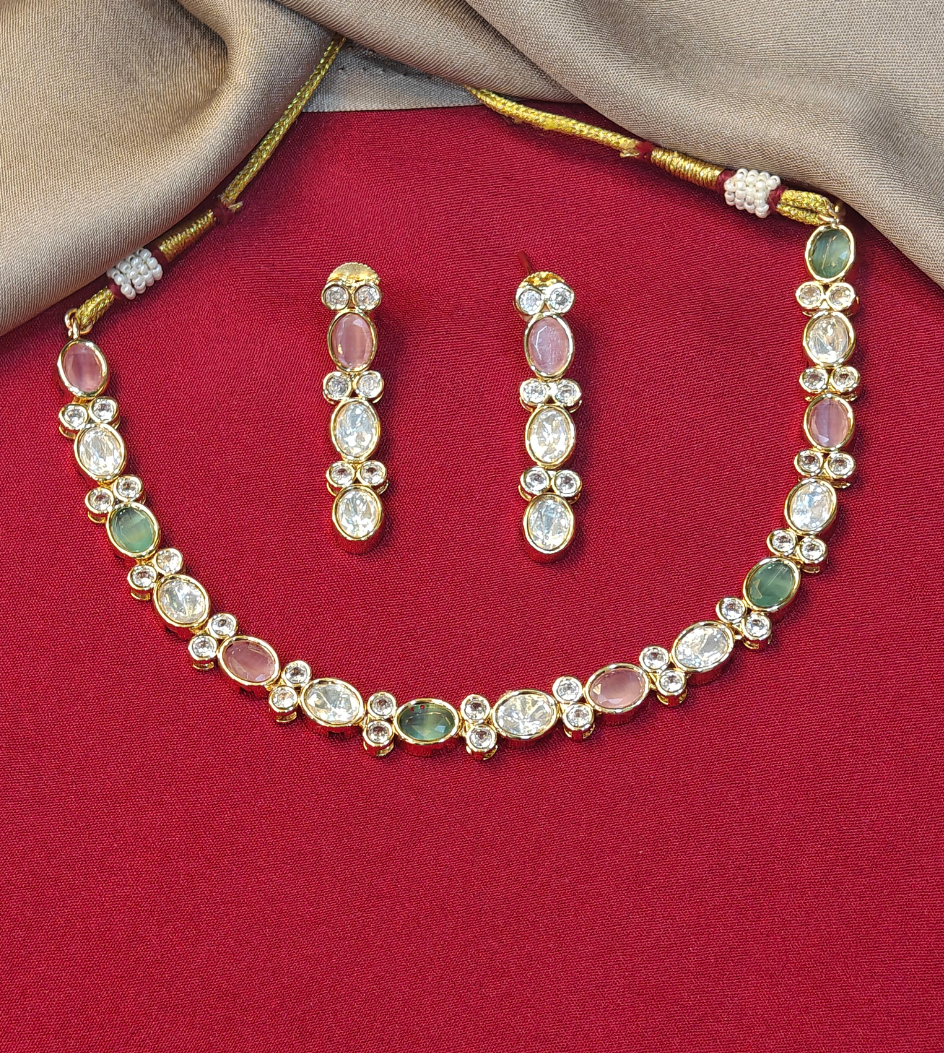 PINK AND GREEN HARSHA JEWELLERY SET