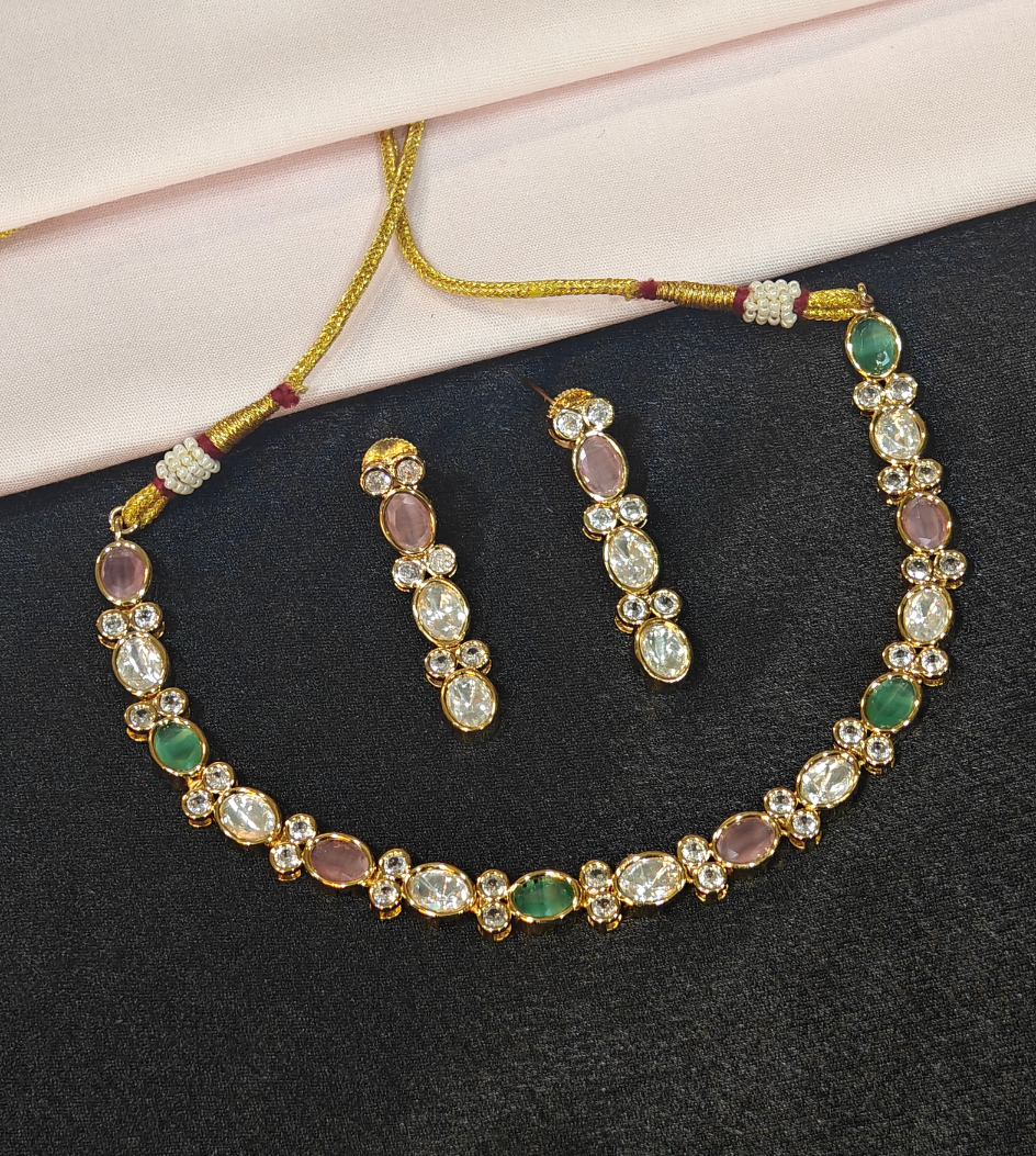 PINK AND GREEN HARSHA JEWELLERY SET