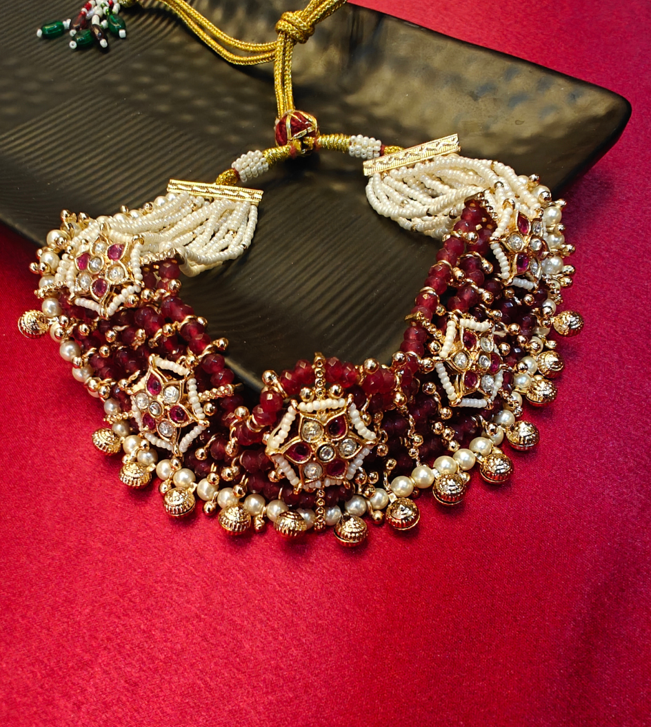 RED KANISHKA JEWELLERY SET