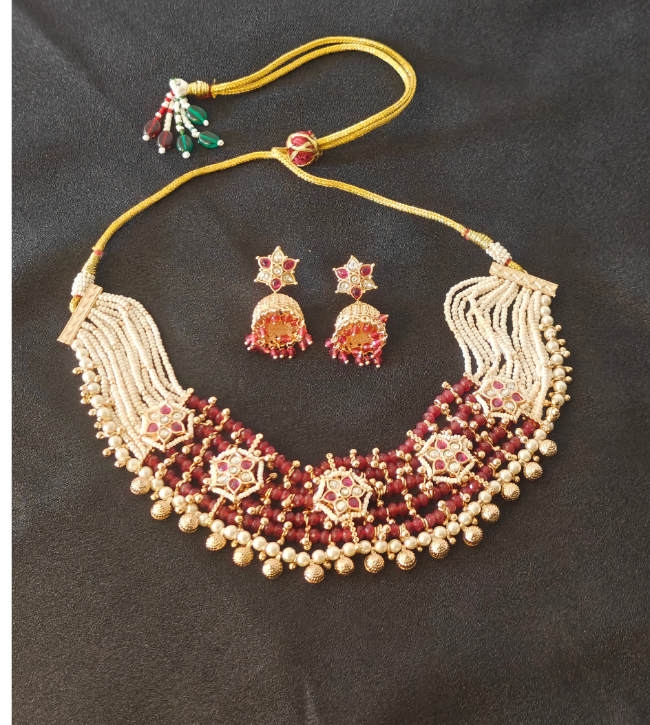 RED KANISHKA JEWELLERY SET