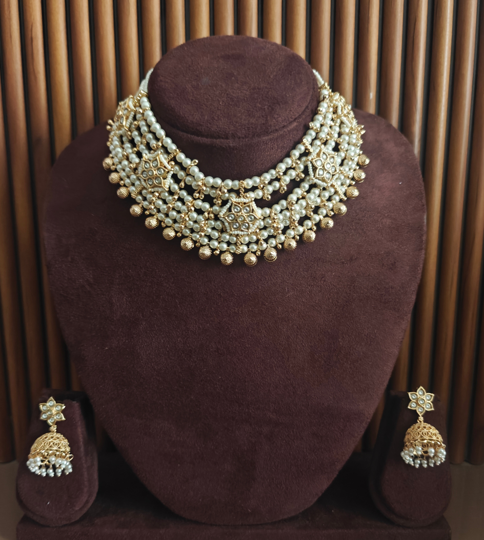 WHITE KANISHKA JEWELLERY SET
