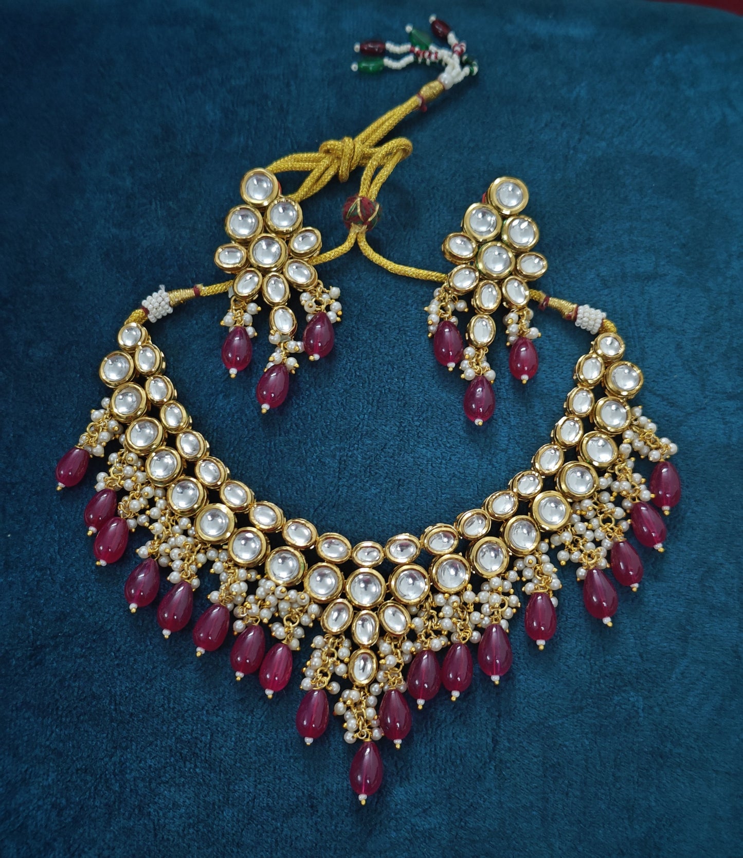 PINK VIDHI KUNDAN JEWELLERY SET