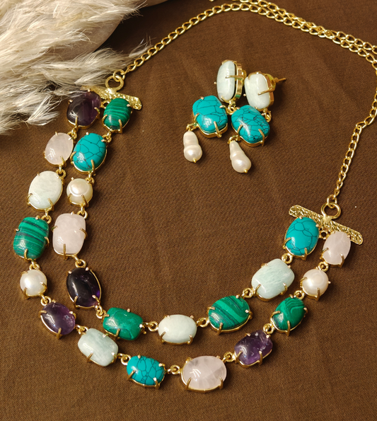 MULTICOLORED LAYERED SHRAVANI JEWELLERY SET