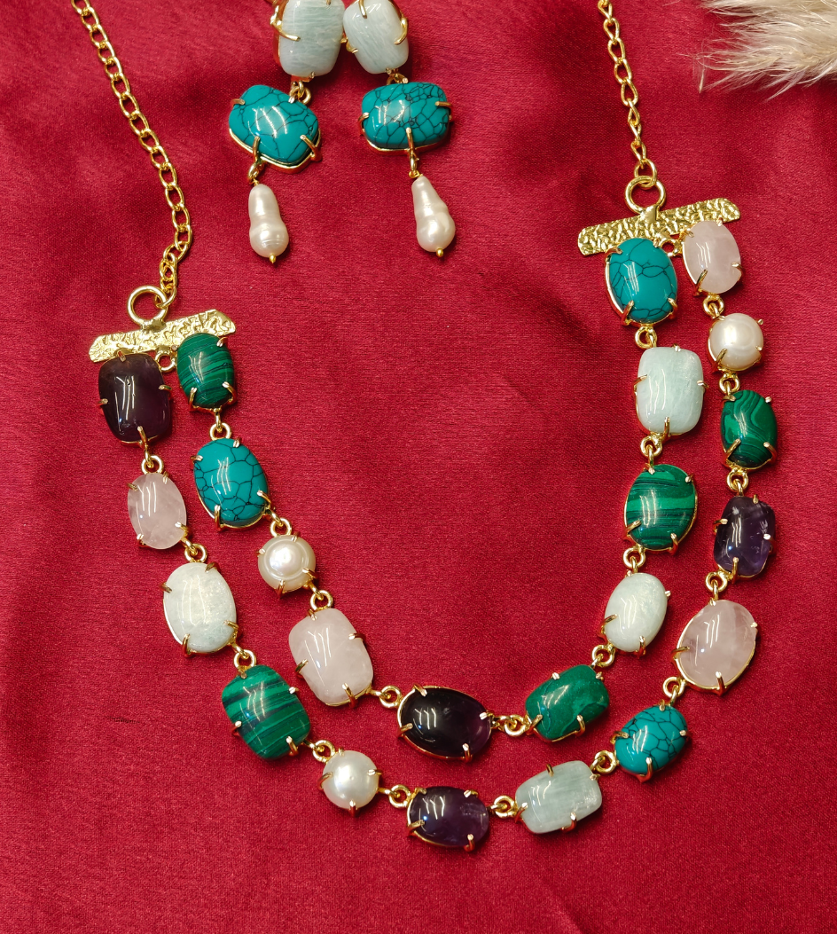 MULTICOLORED LAYERED SHRAVANI JEWELLERY SET