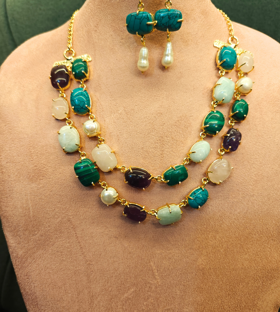MULTICOLORED LAYERED SHRAVANI JEWELLERY SET
