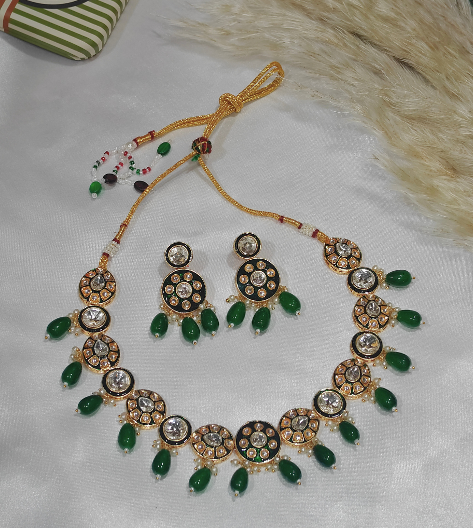 GREEN SWARA JEWELLERY SET