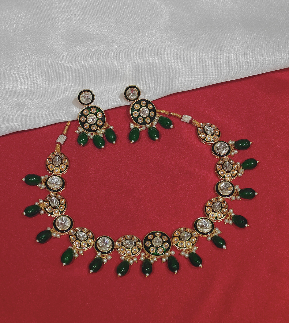 GREEN SWARA JEWELLERY SET