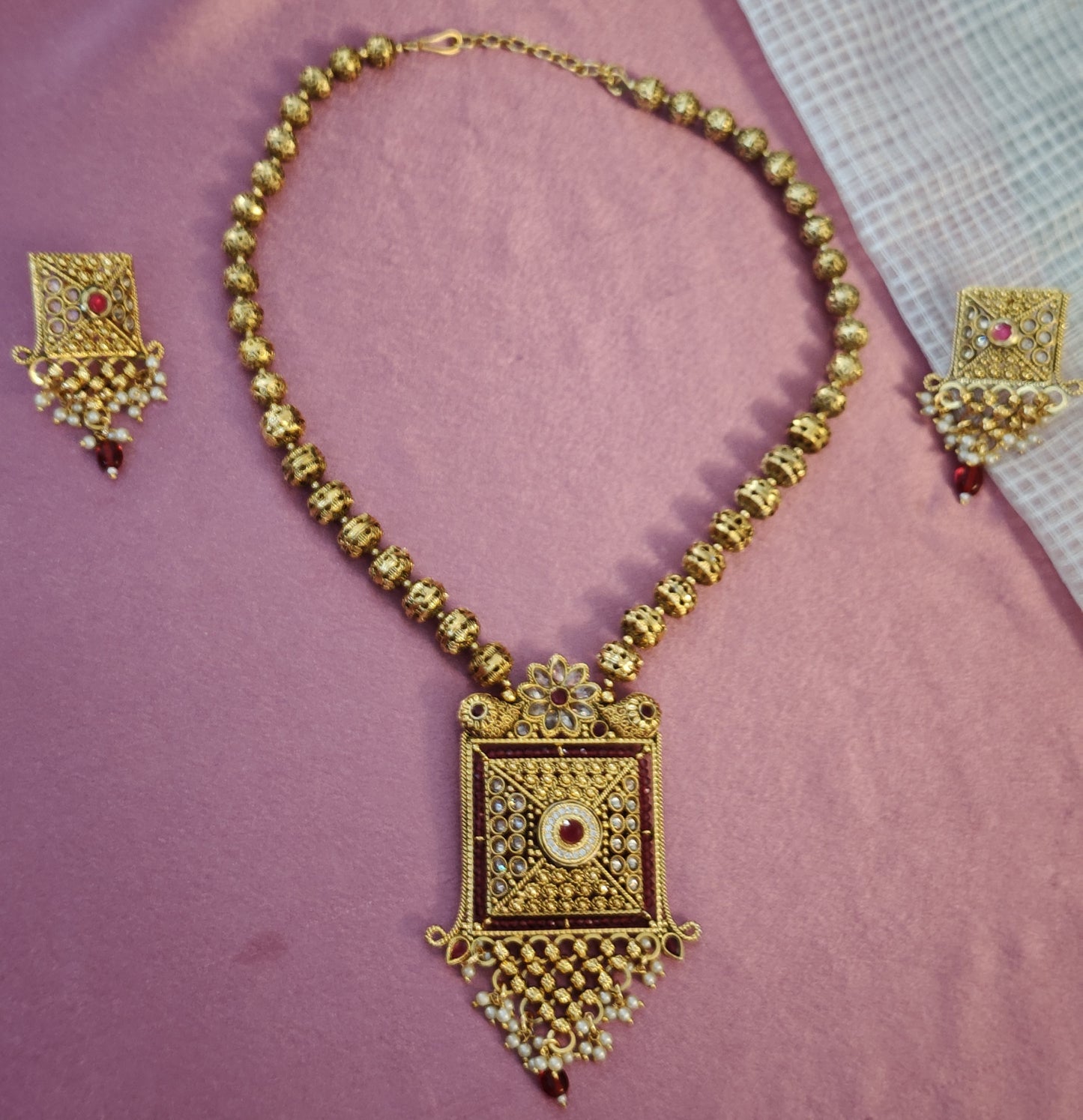 RUBY PINK SAANVIKA JEWELLERY SET