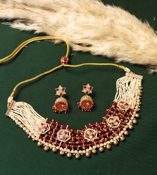 RED KANISHKA JEWELLERY SET