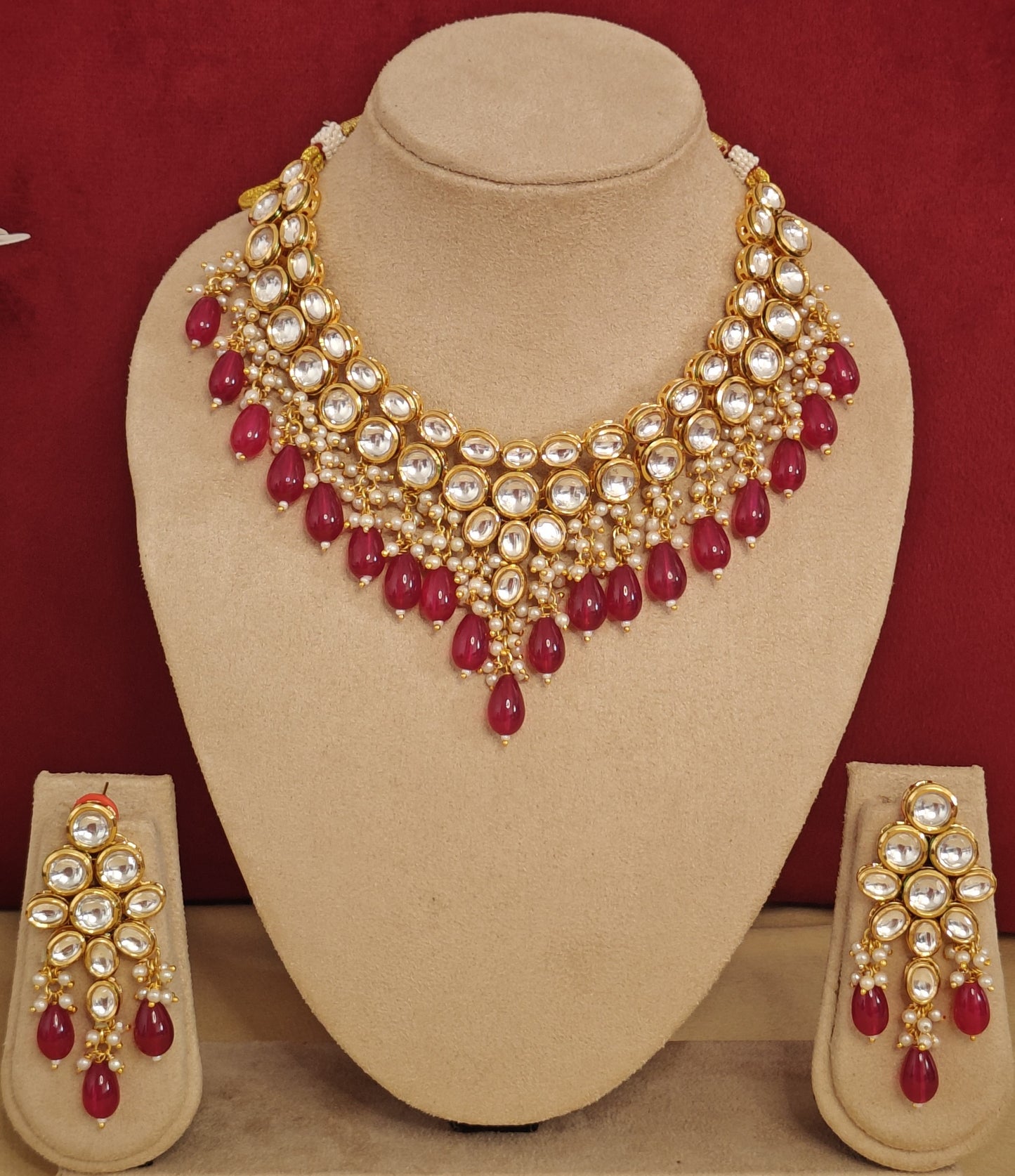 PINK VIDHI KUNDAN JEWELLERY SET