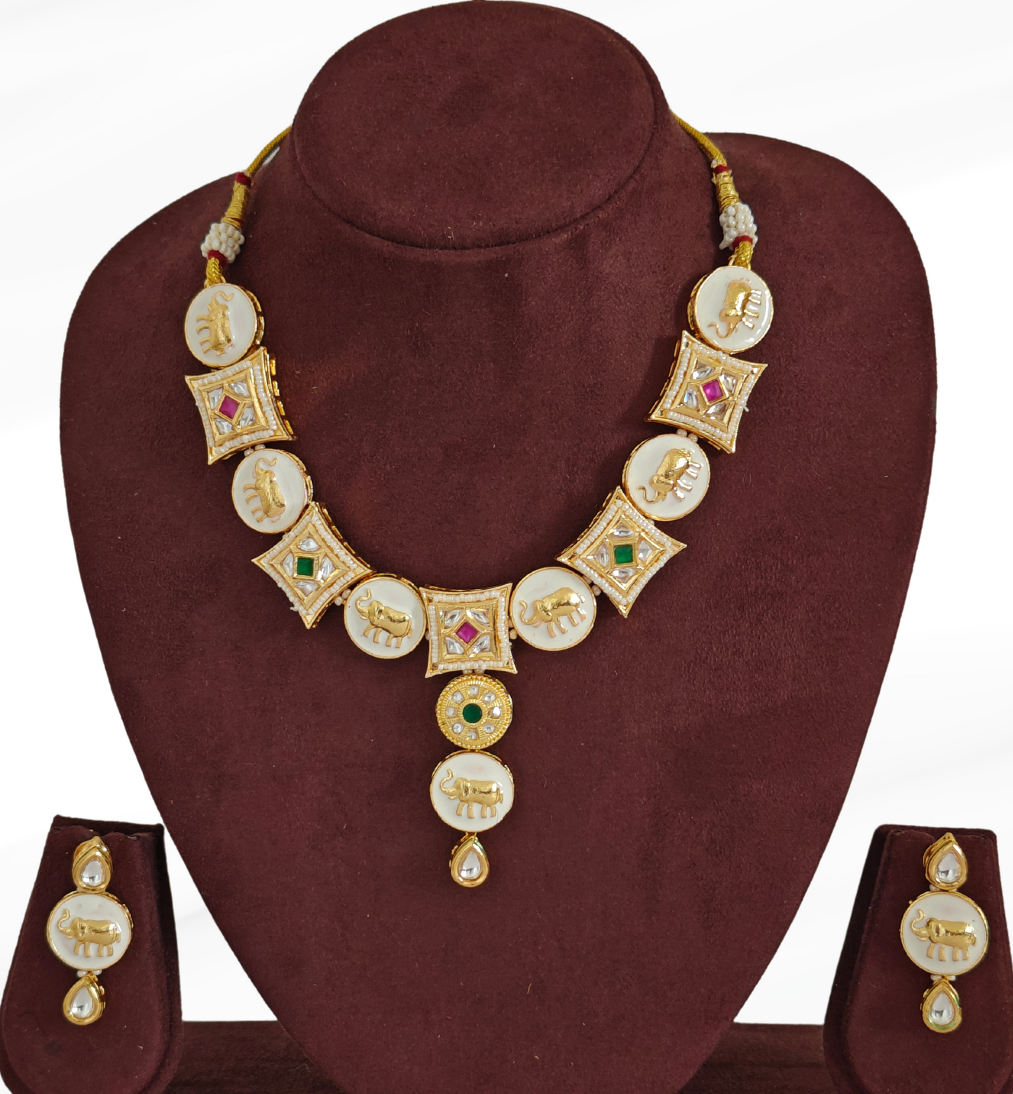 GREEN AND PINK NANDINI JEWELLERY SET