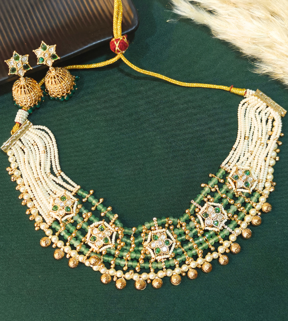 GREEN KANISHKA JEWELLERY SET