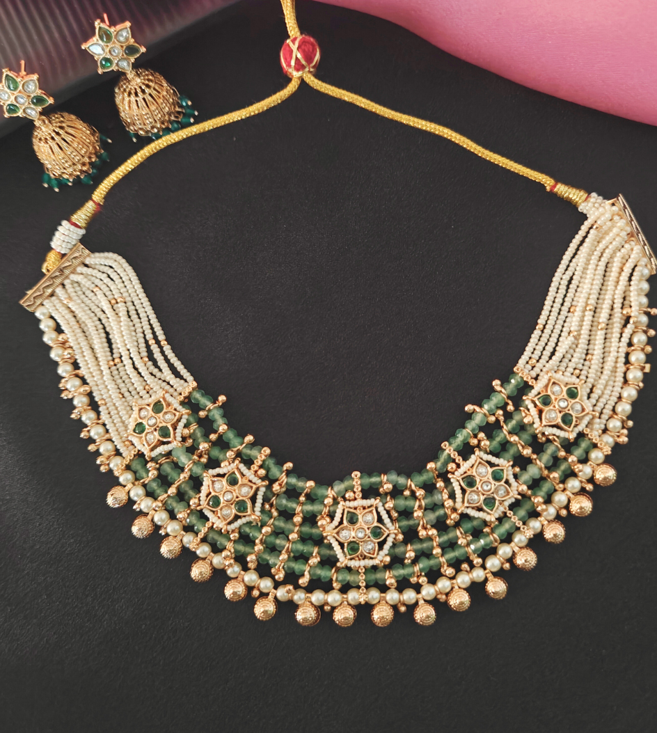 GREEN KANISHKA JEWELLERY SET