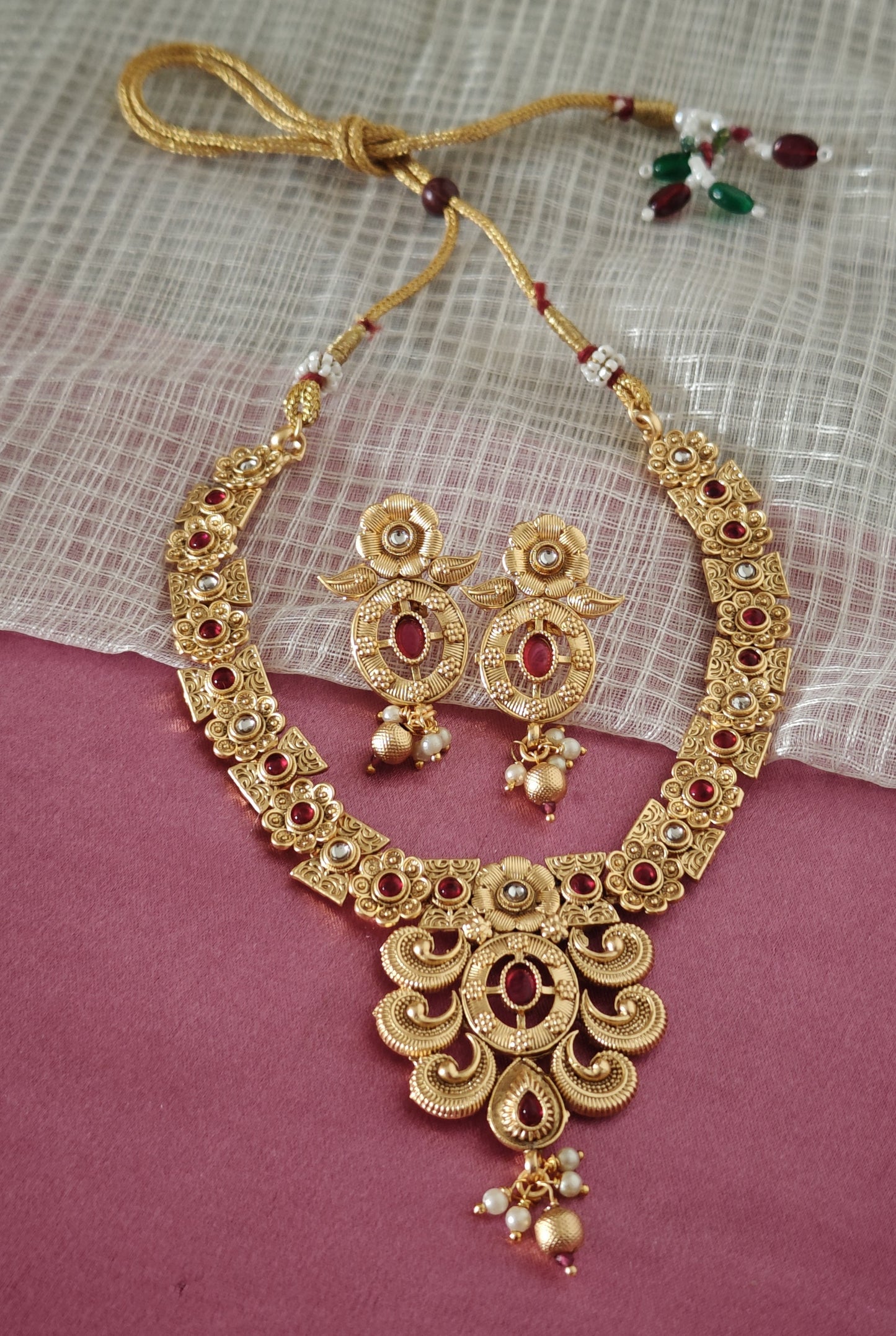 PINK AMAYA RAJWADI JEWELLERY SET