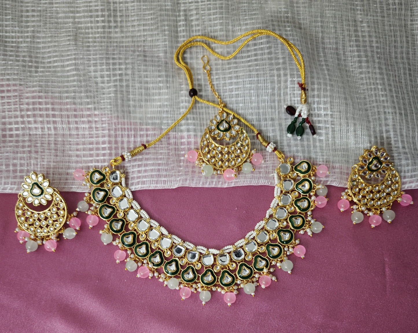 MINT AND PINK ARIKA JEWELLERY SET