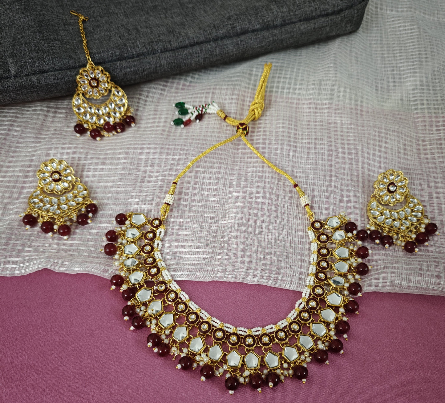 RUBY PINK ISHANVI JEWELLERY SET