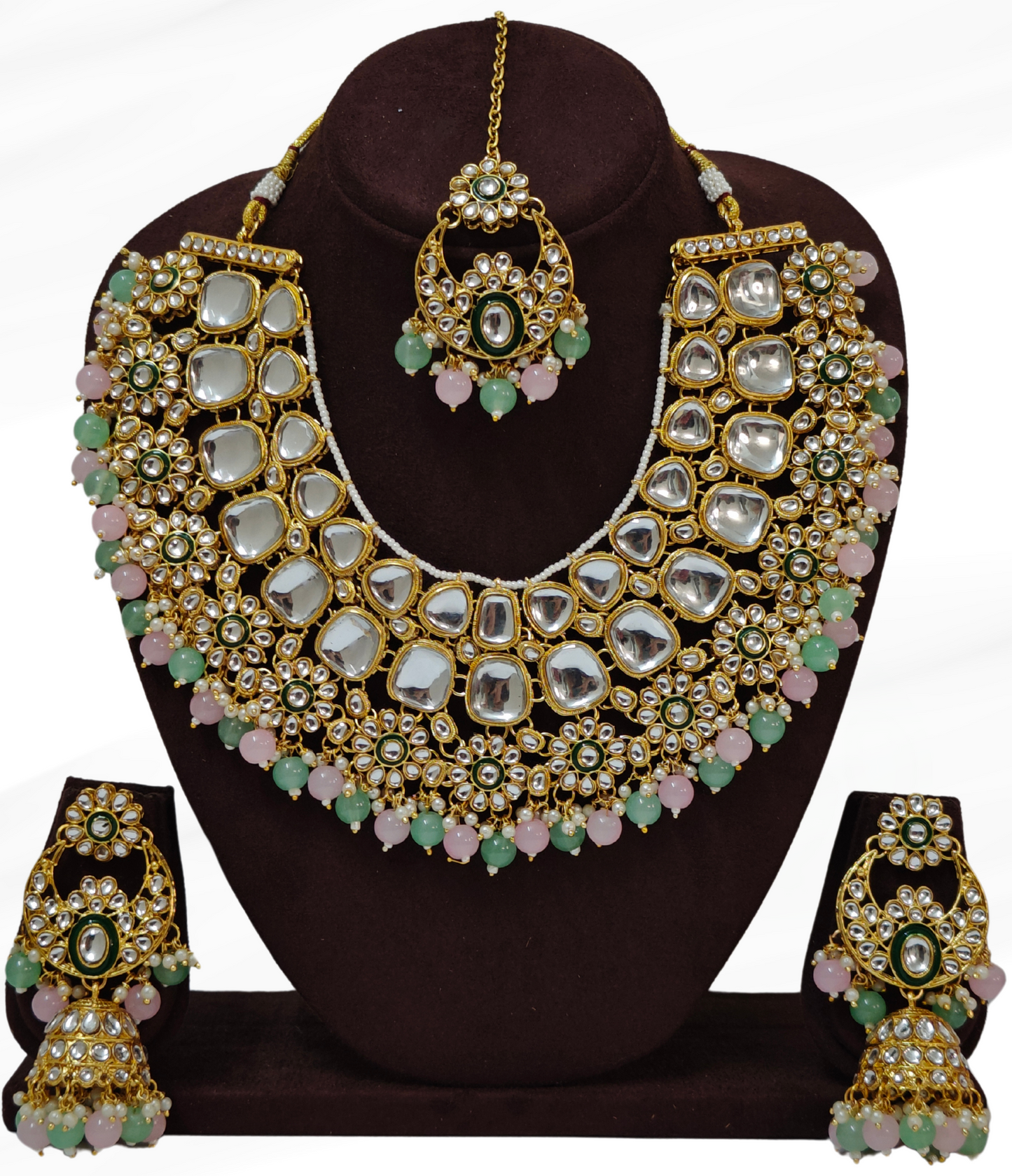 MINT AND PINK SHREENI JEWELLERY SET