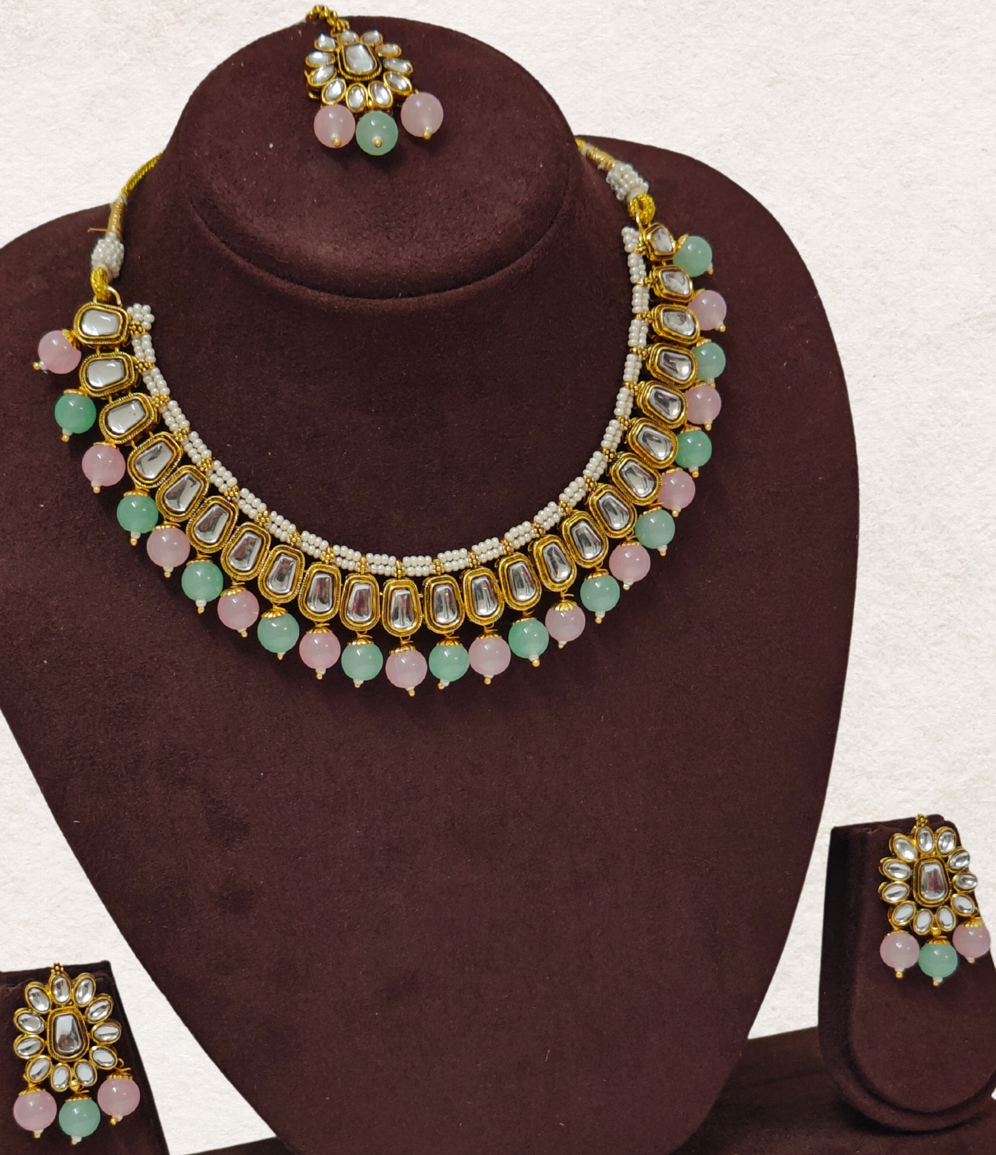 MINT AND PINK SUKANYA JEWELLERY SET