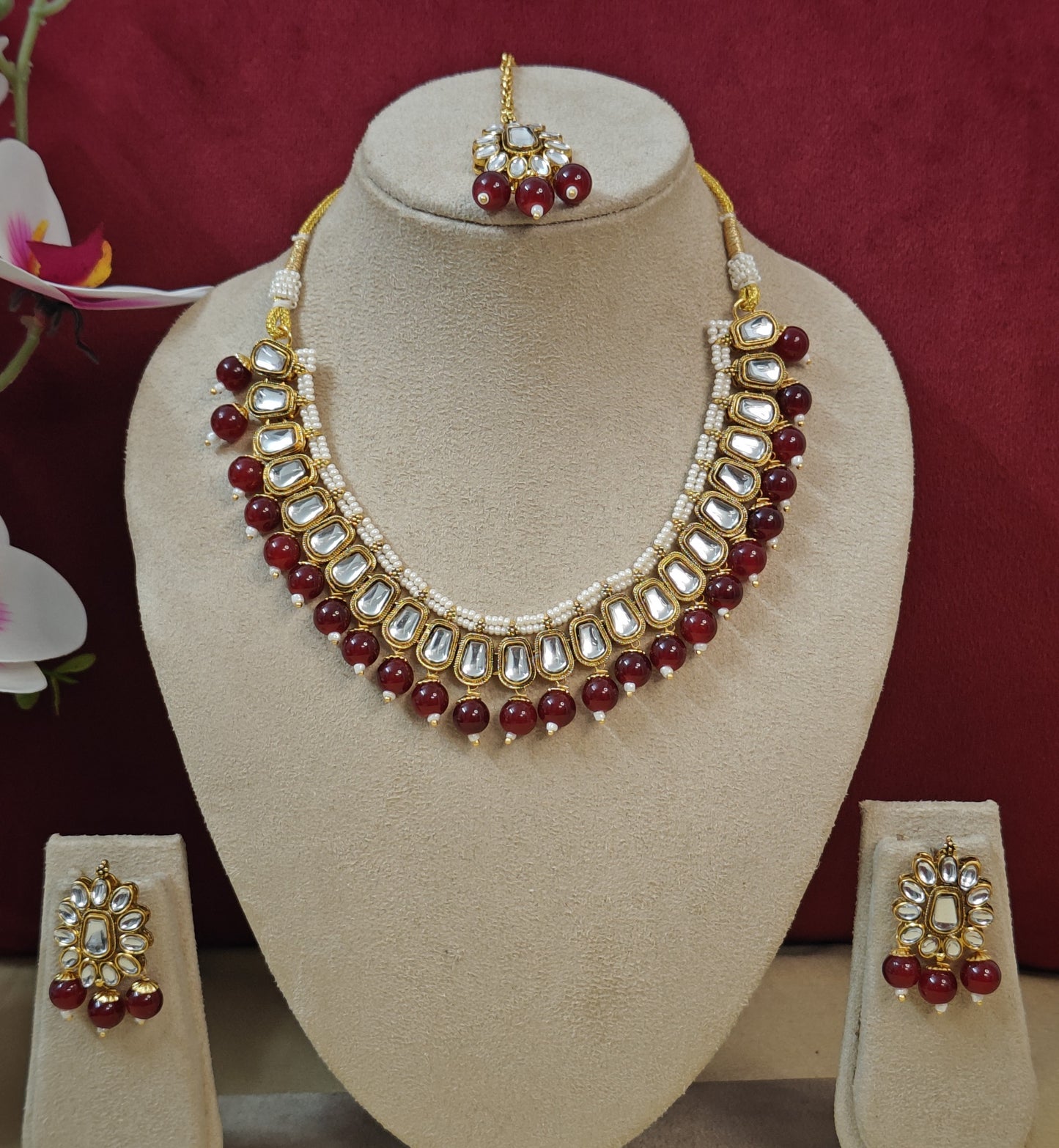 MAROON SUKANYA JEWELLERY SET