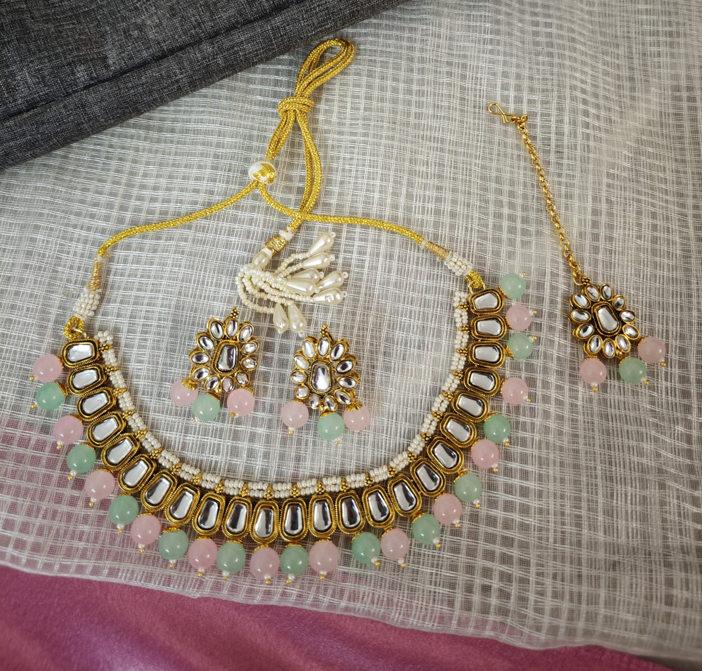 MINT AND PINK SUKANYA JEWELLERY SET