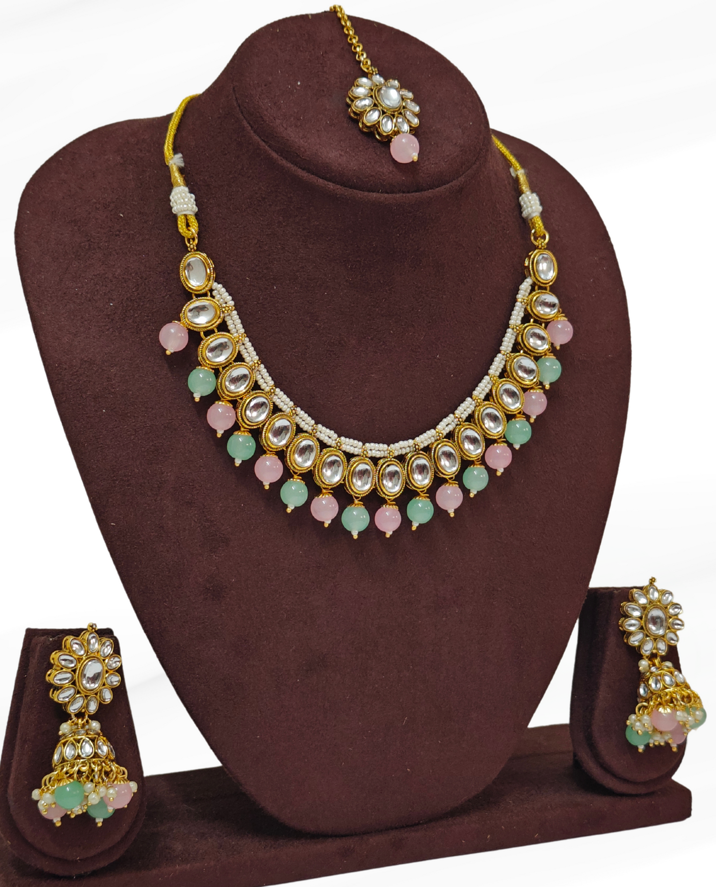 MINT AND PINK ALPANA JEWELLERY SET