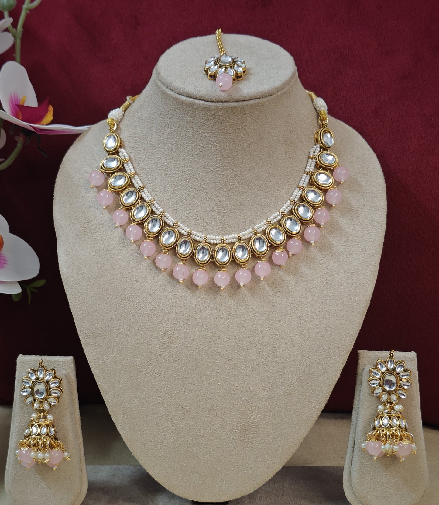 PINK ALPANA JEWELLERY SET