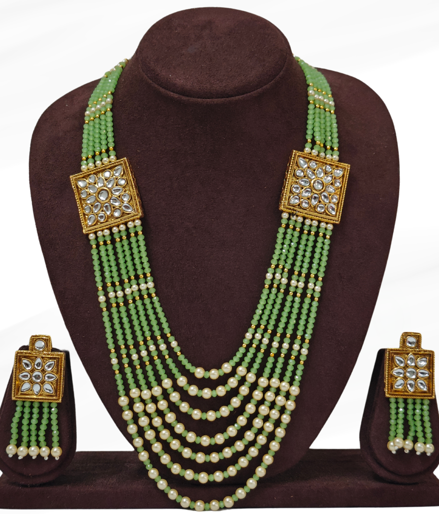 GREEN MAHUA PEARL MALA SET