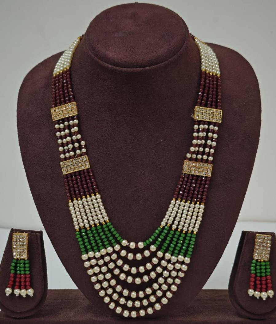 MULTICOLOR MEHER PEARL MALA SET