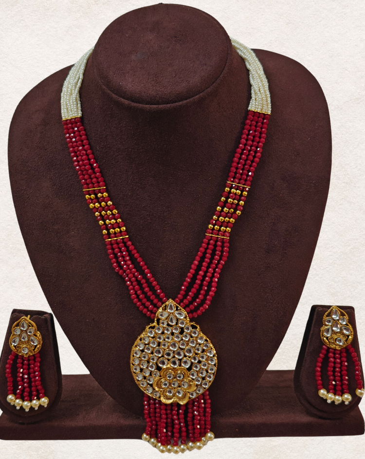 RED EIRA PEARL MALA SET