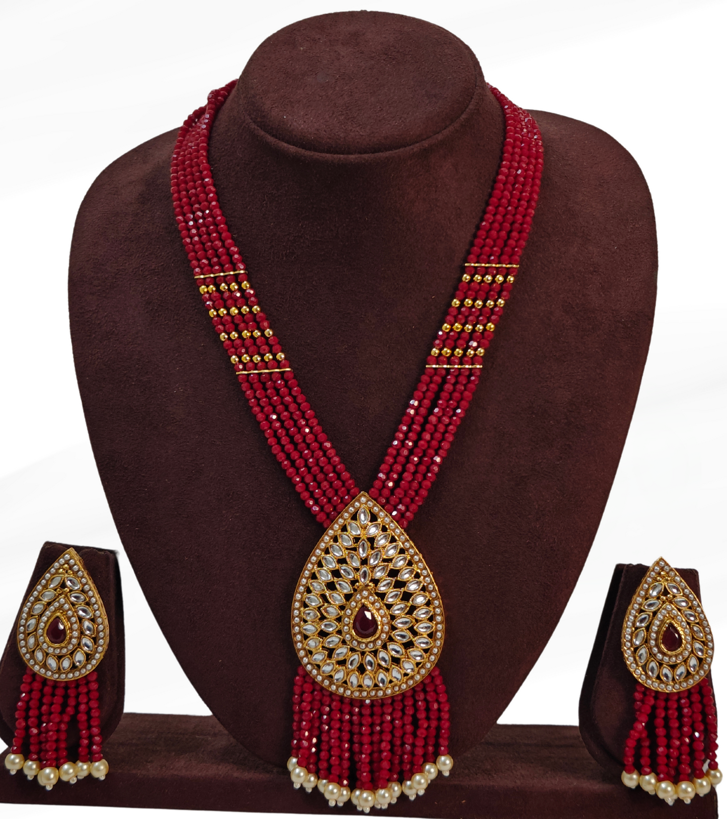 RED GRIVA PEARL MALA SET