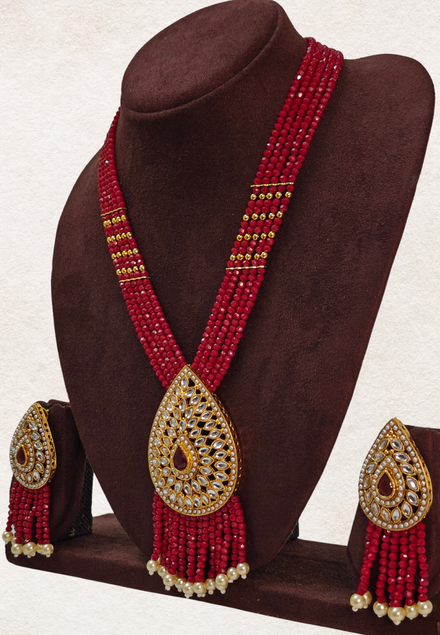 RED GRIVA PEARL MALA SET