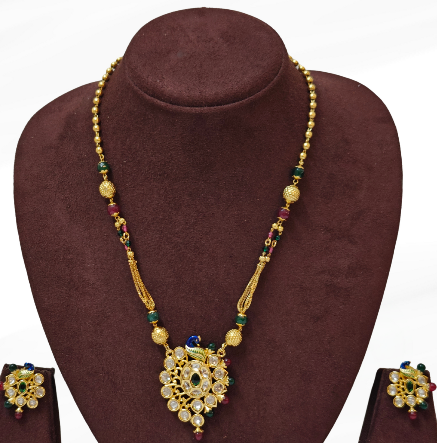 GREEN AND PINK BHAVIKA JEWELLERY SET