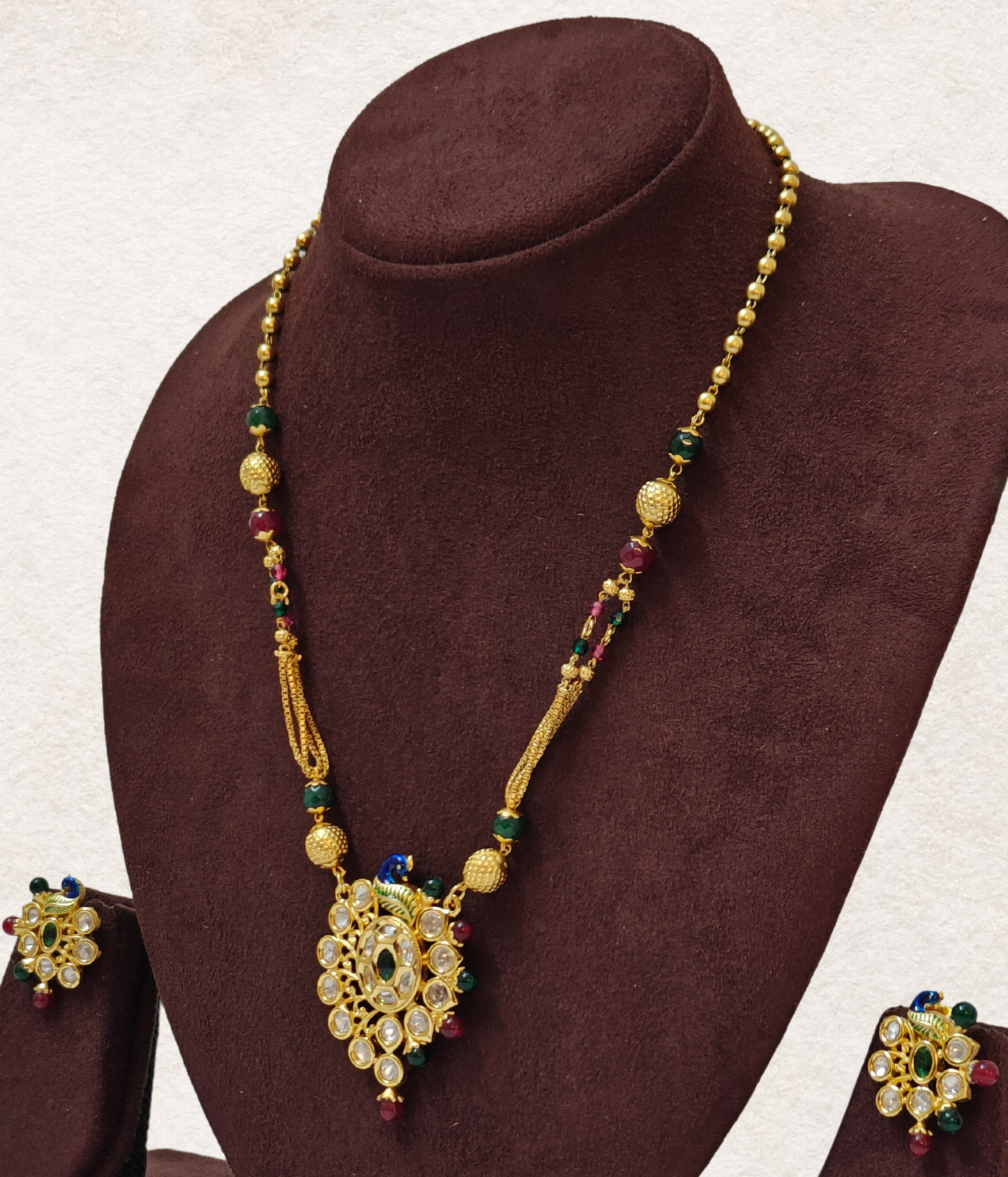 GREEN AND PINK BHAVIKA JEWELLERY SET