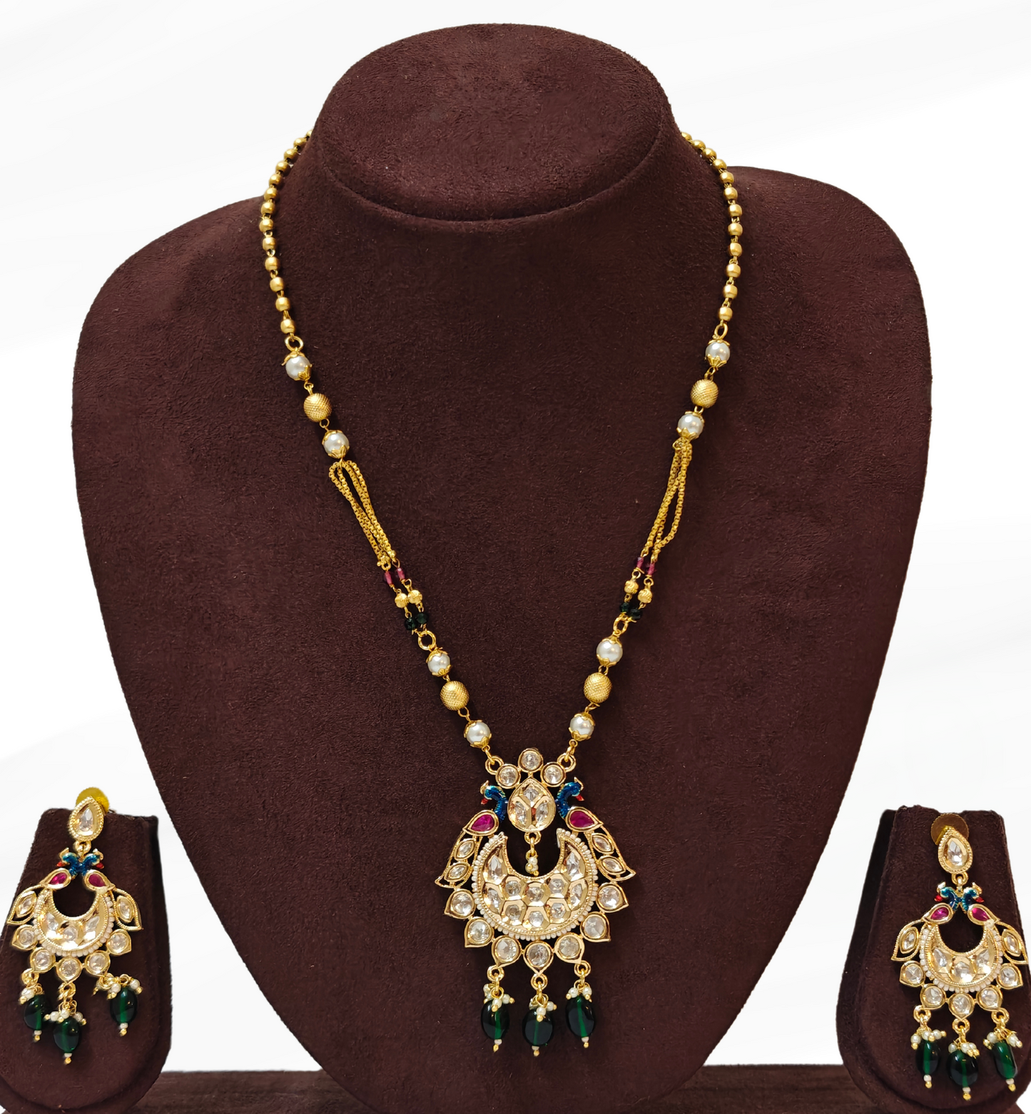 GREEN AND PINK KEYARA JEWELLERY SET