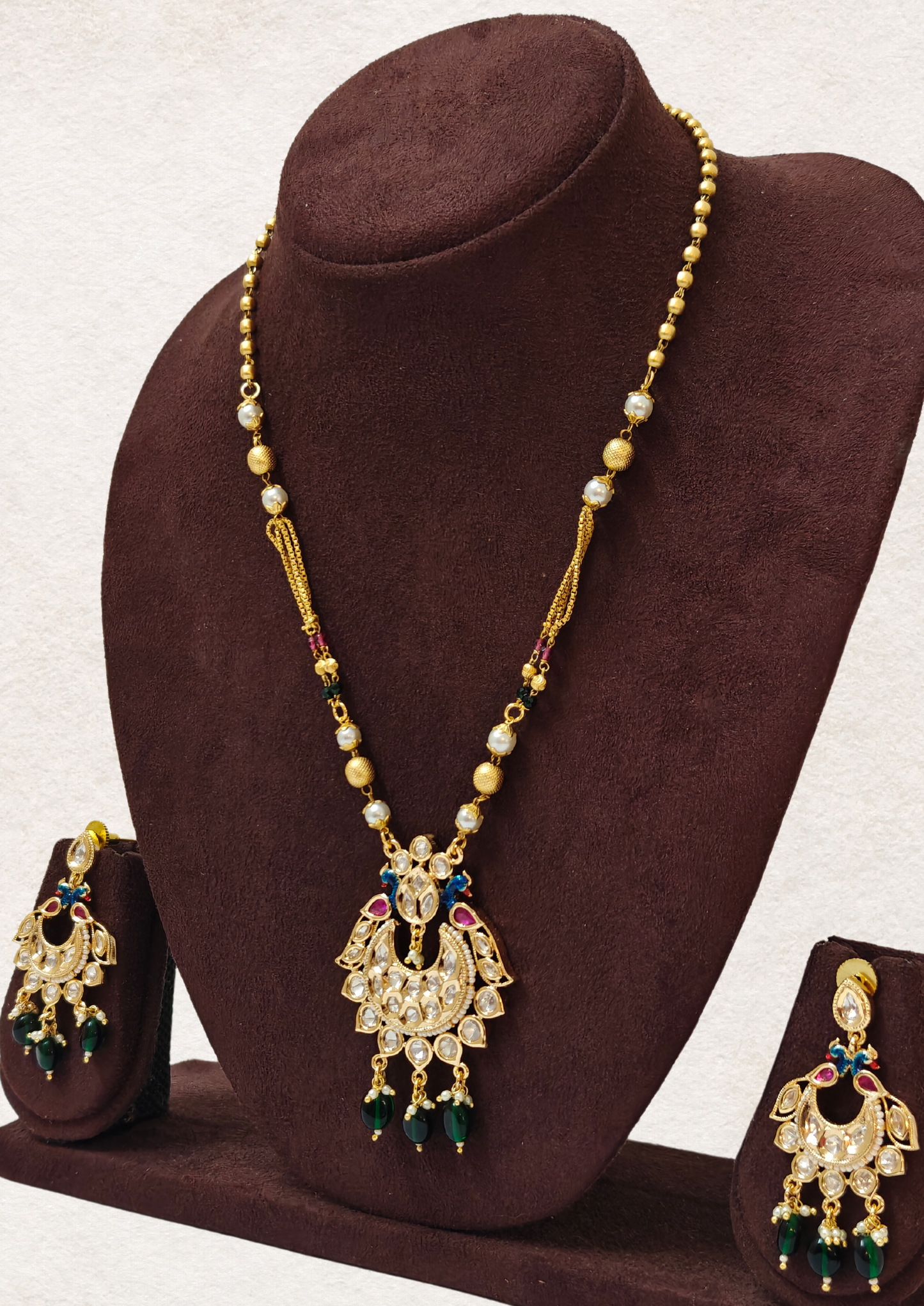 GREEN AND PINK KEYARA JEWELLERY SET