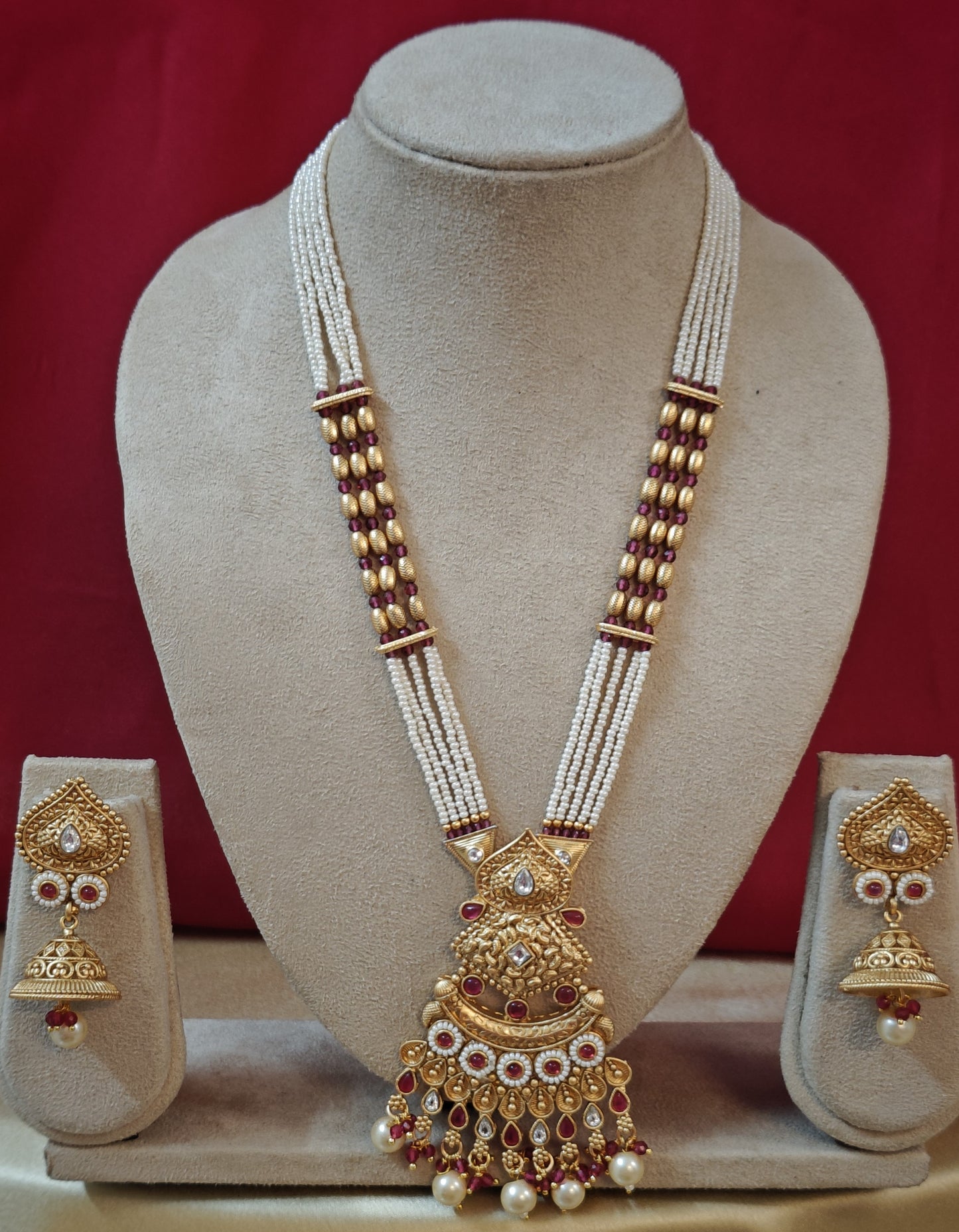 RUBY PINK AMOLIKA JEWELLERY SET