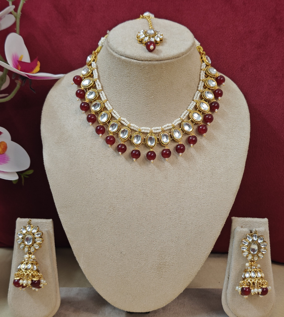 MAROON ALPANA JEWELLERY SET