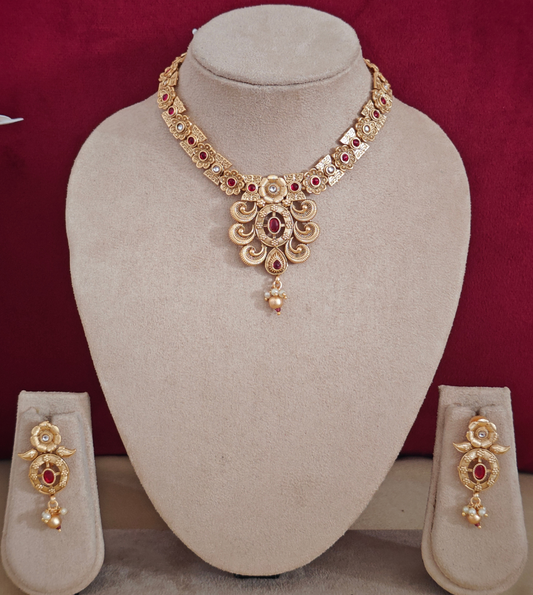 PINK AMAYA RAJWADI JEWELLERY SET