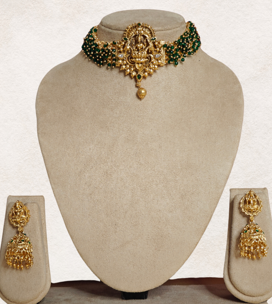 GREEN SANA TEMPLE JEWELLERY SET