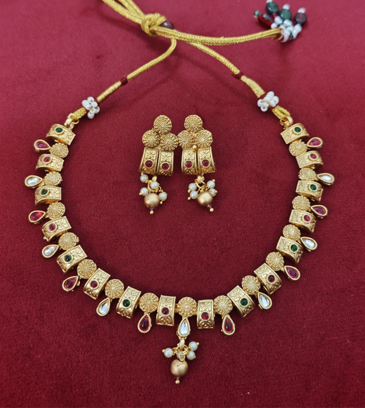 MULTICOLOR RITHANYAA RAJWADI JEWELLERY SET