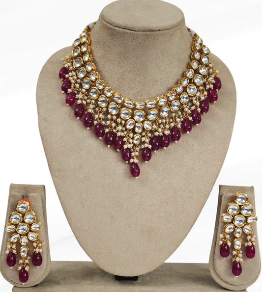 PINK VIDHI KUNDAN JEWELLERY SET