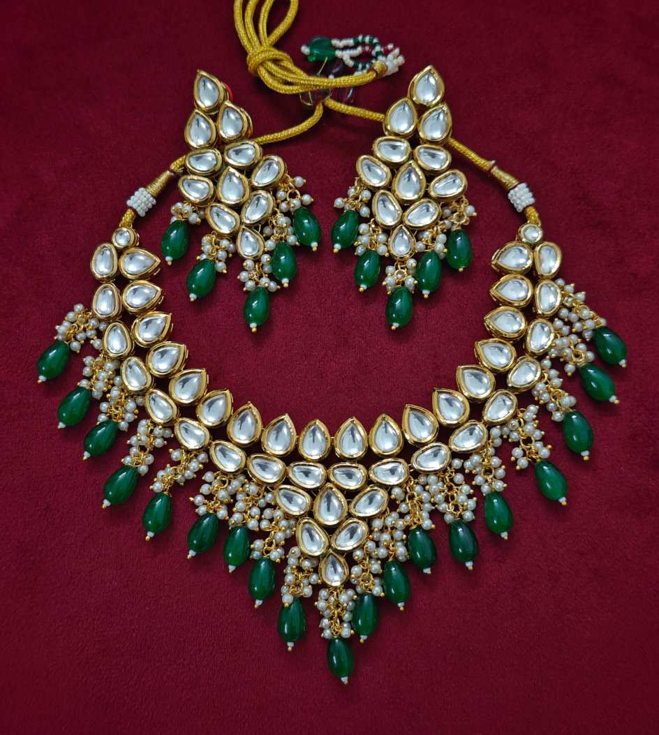 GREEN KSHIRSA KUNDAN JEWELLERY SET