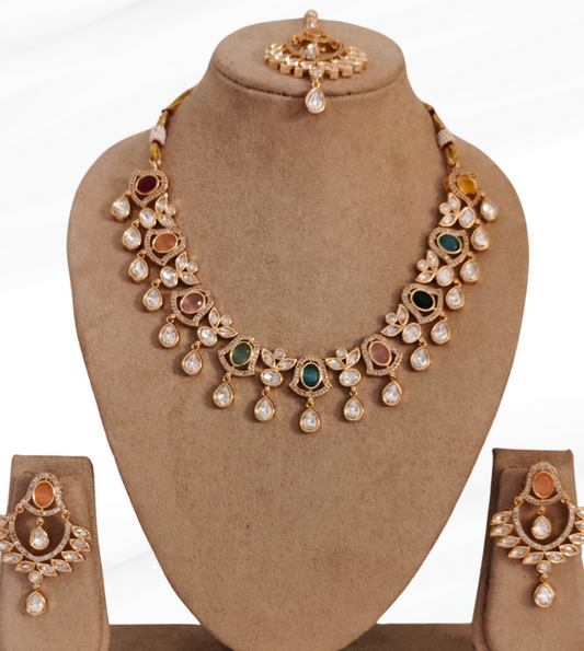 MULTICOLOR DISHA KUNDAN JEWELLERY SET