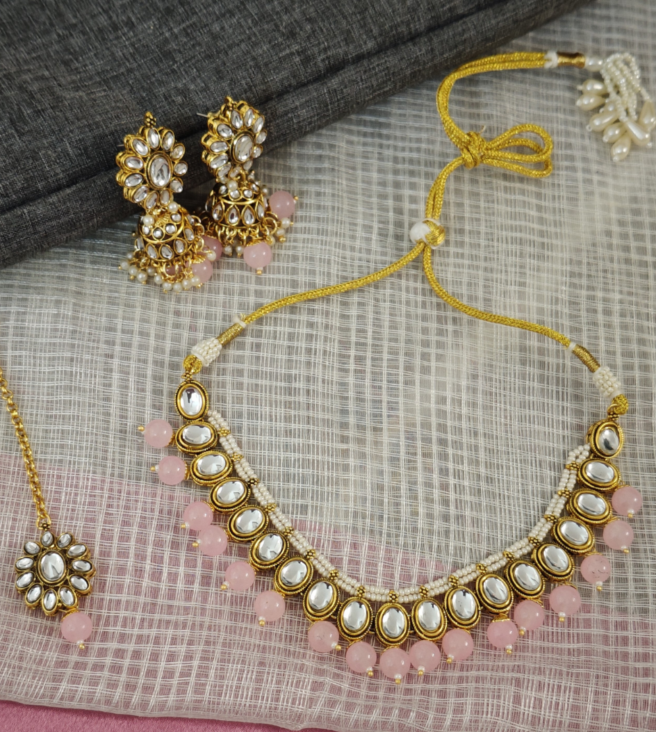 PINK ALPANA JEWELLERY SET