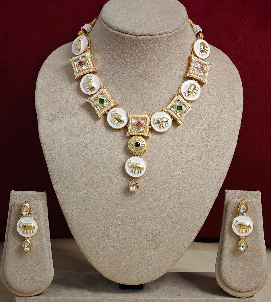 GREEN AND PINK NANDINI JEWELLERY SET