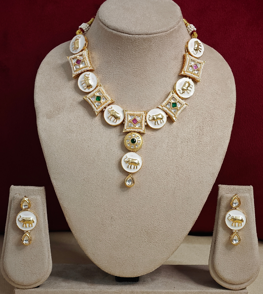 GREEN AND PINK NANDINI JEWELLERY SET