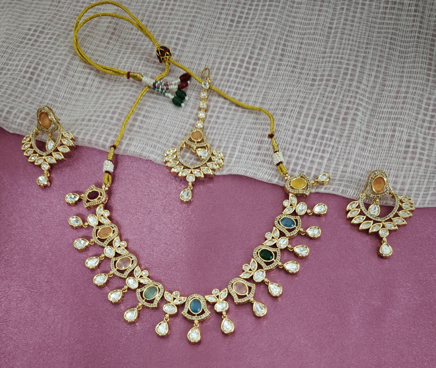 MULTICOLOR DISHA KUNDAN JEWELLERY SET