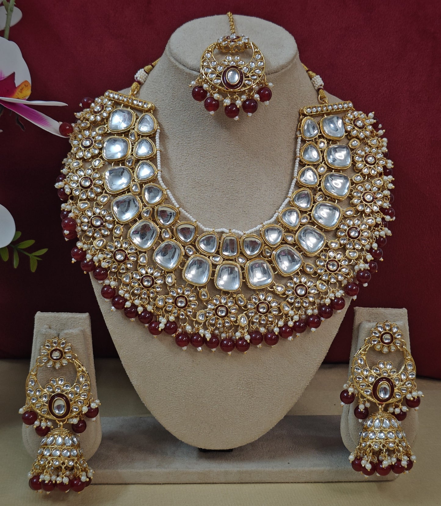 MAROON SHREENI JEWELLERY SET