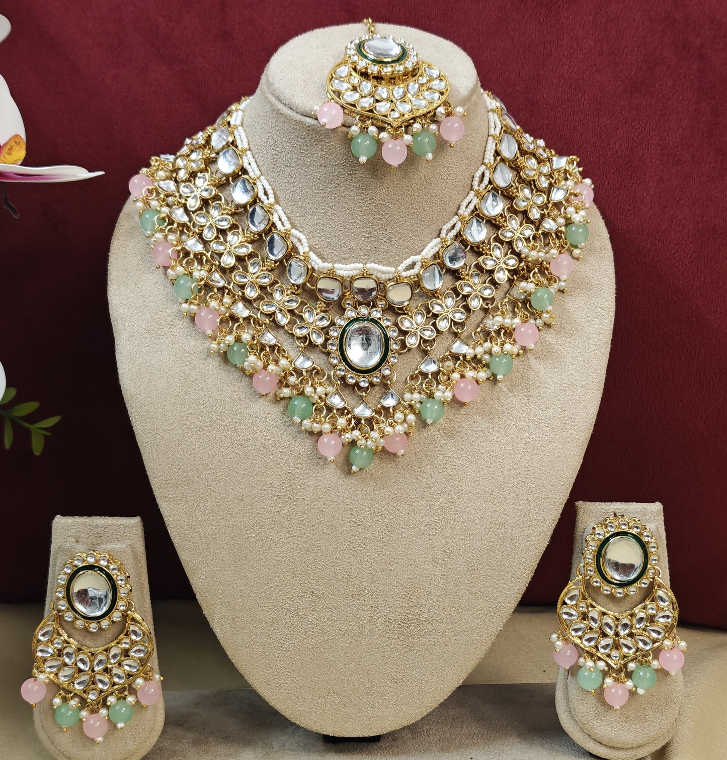 MINT AND PINK NIYATI JEWELLERY SET